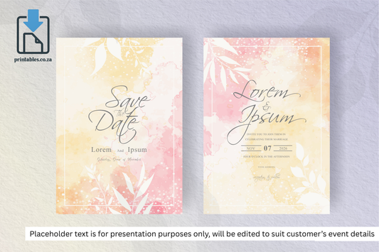 924 Simple Floral Frame Wedding Invitation Set