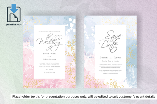 935 Simple Floral Frame Wedding Invitation Set