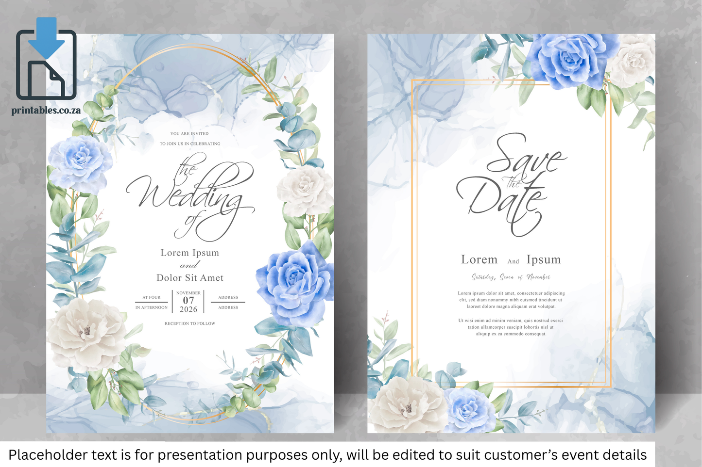 93 Elegant Floral Frame Wedding Invitation Set