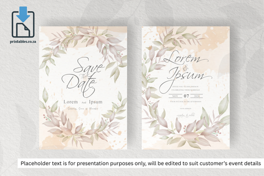 94 Foliage Frame Wedding Invitation Set