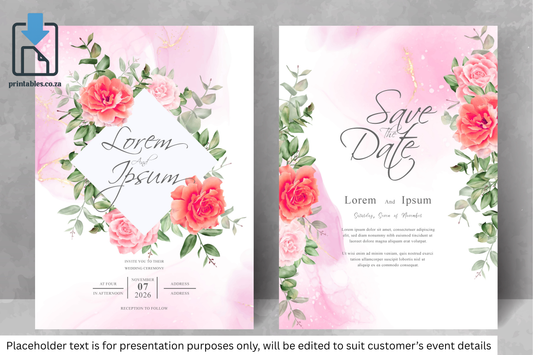 95 Elegant Floral Frame Wedding Invitation Set