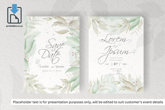 95 Foliage Frame Wedding Invitation Set