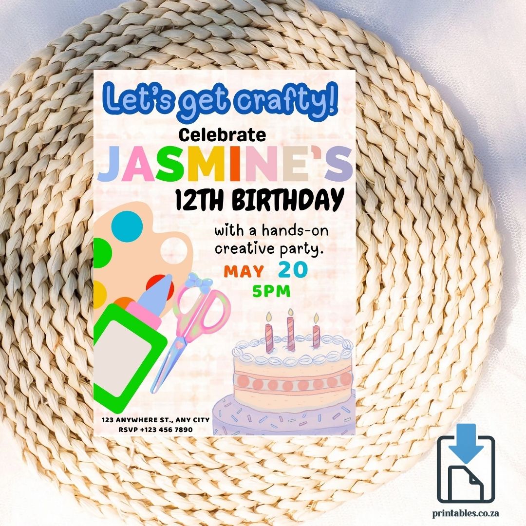 Art Party Invitation – Hands-On Creative Birthday Design