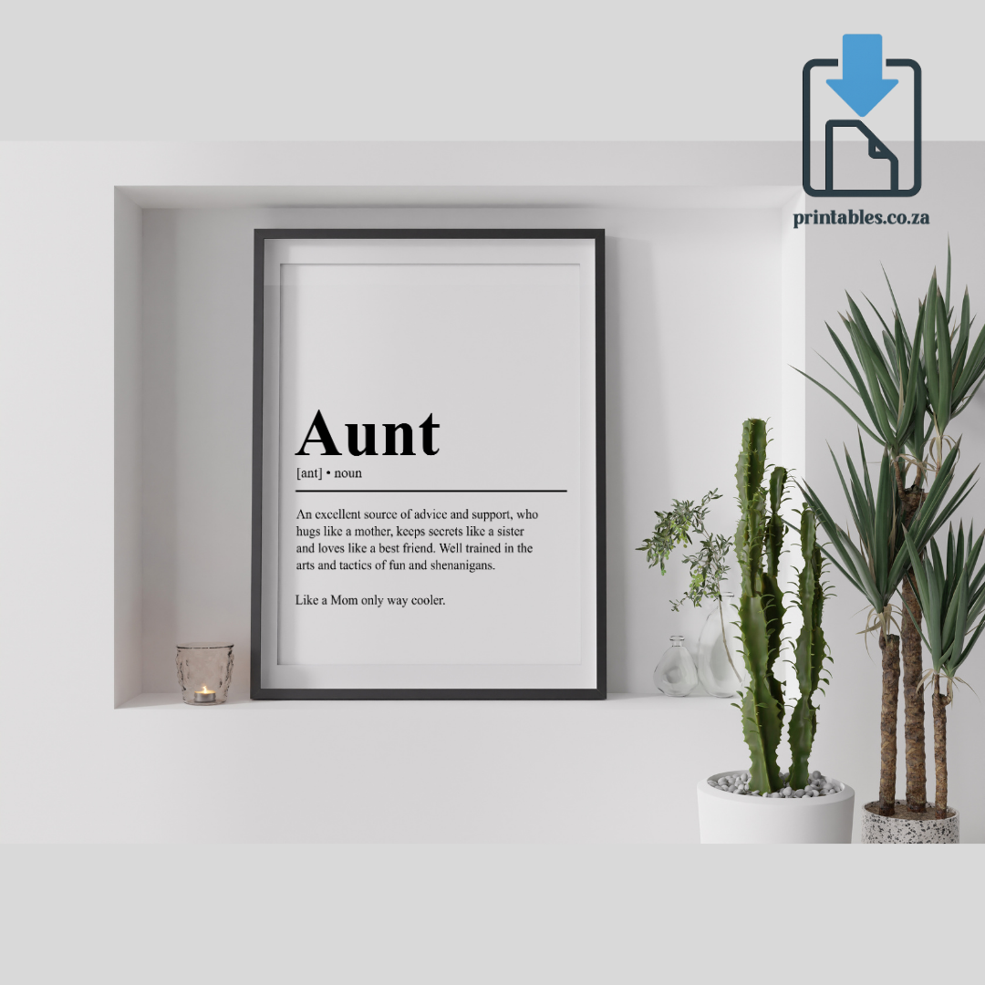 Aunt Definition Wall Art, Aunt Quote Decor, Printable Wall Art Gift for Home, PRINTABLE Wall Art, Digital Download