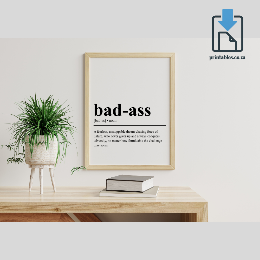 Badass Definition Wall Art, Badass Quote Decor, Printable Wall Art Gift for Home, PRINTABLE Wall Art, Digital Download