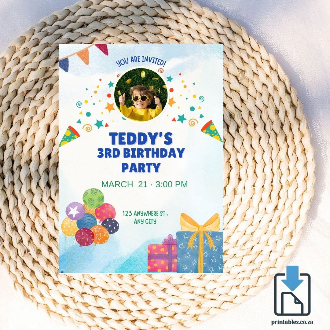 Balloon Birthday Invitation – Custom Photo Party Design