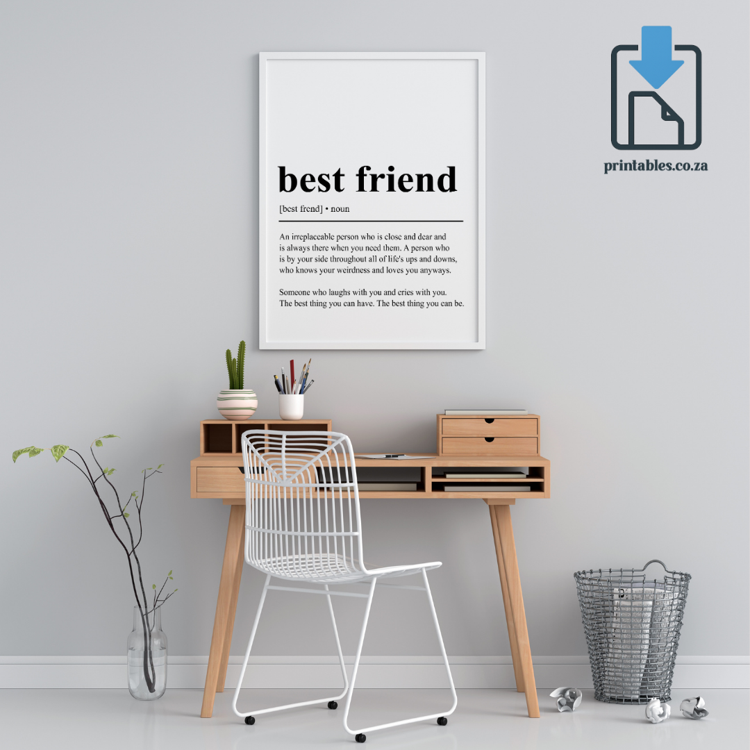 Best Friend Definition Wall Art, Best Friend Quote Decor, Printable Wall Art Gift for Home, PRINTABLE Wall Art, Digital Download
