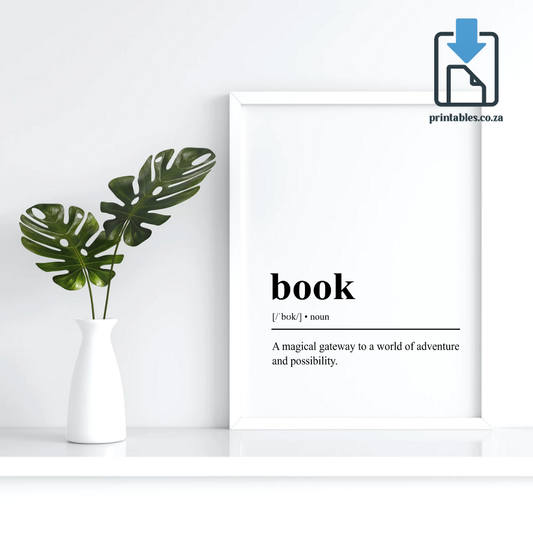 Book Definition Wall Art, Book Quote Decor, Printable Wall Art Gift for Home, PRINTABLE Wall Art, Digital Download