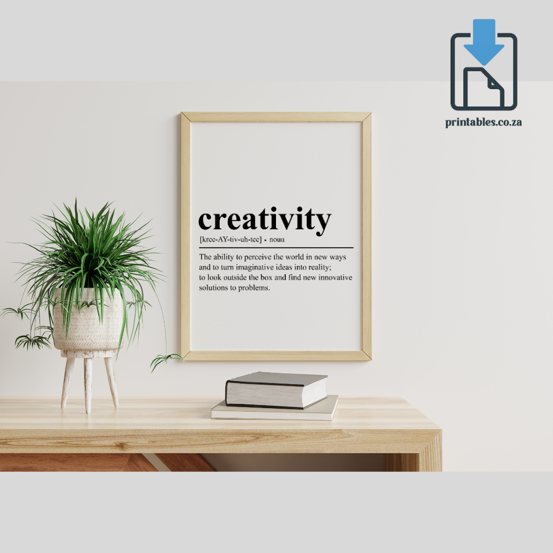 Creativity Definition Wall Art, Quote Decor, Printable Wall Art Gift for Home, PRINTABLE Wall Art, Digital Download