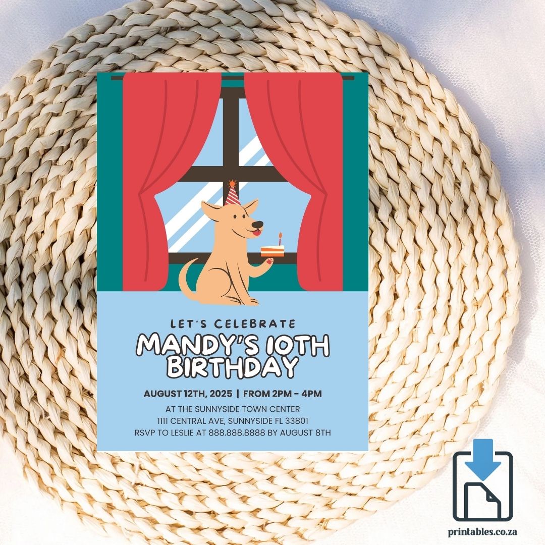 Dog Lover Birthday Invitation – Adorable Pup with Cake