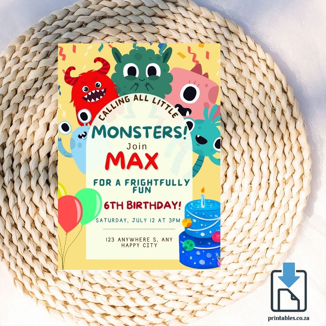 Frightfully Fun Monster Invitation – Kids Birthday Party Design