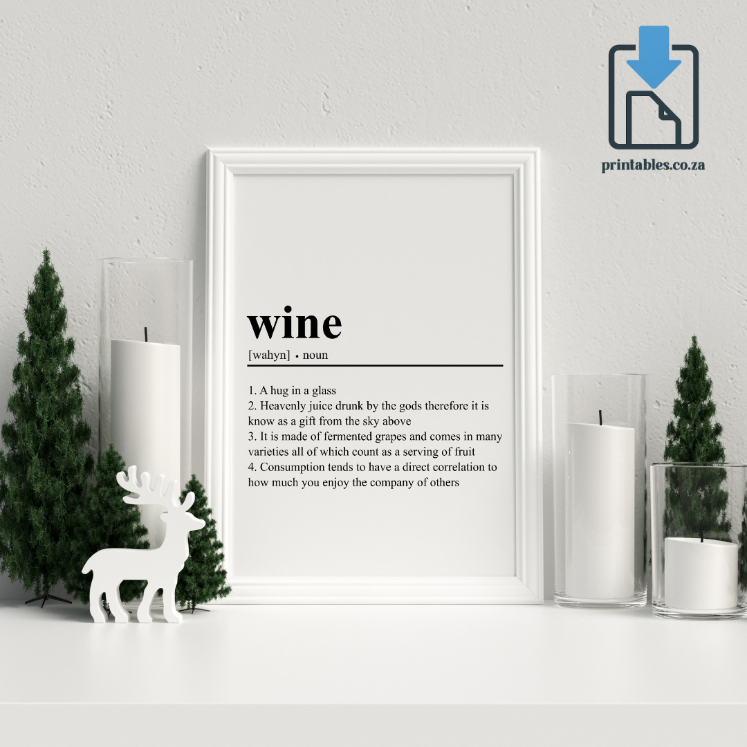 Wine Definition Wall Art, Wine Quote Decor, Printable Wall Art Gift for Home, PRINTABLE Wall Art, Digital Download