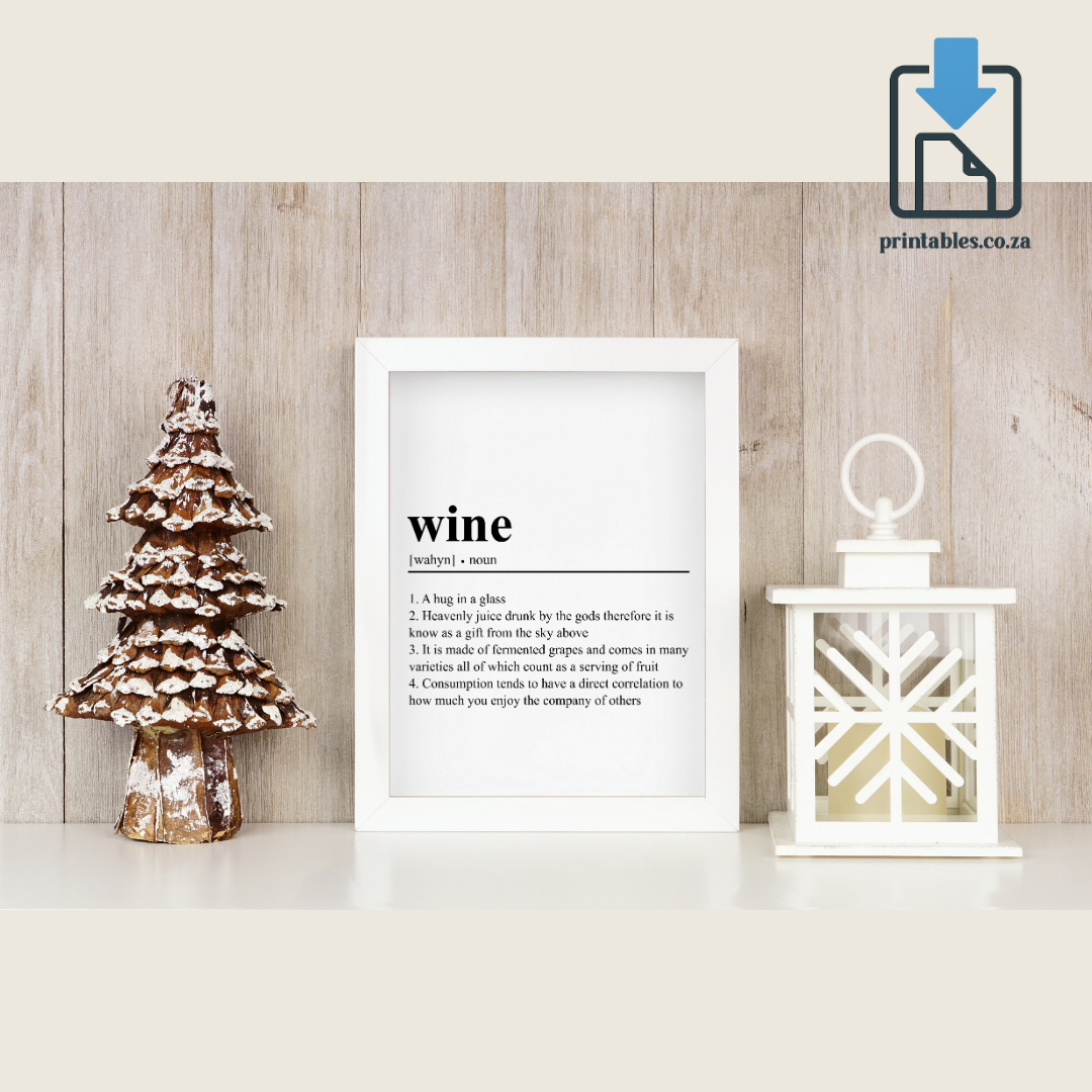 Wine Definition Wall Art, Wine Quote Decor, Printable Wall Art Gift for Home, PRINTABLE Wall Art, Digital Download