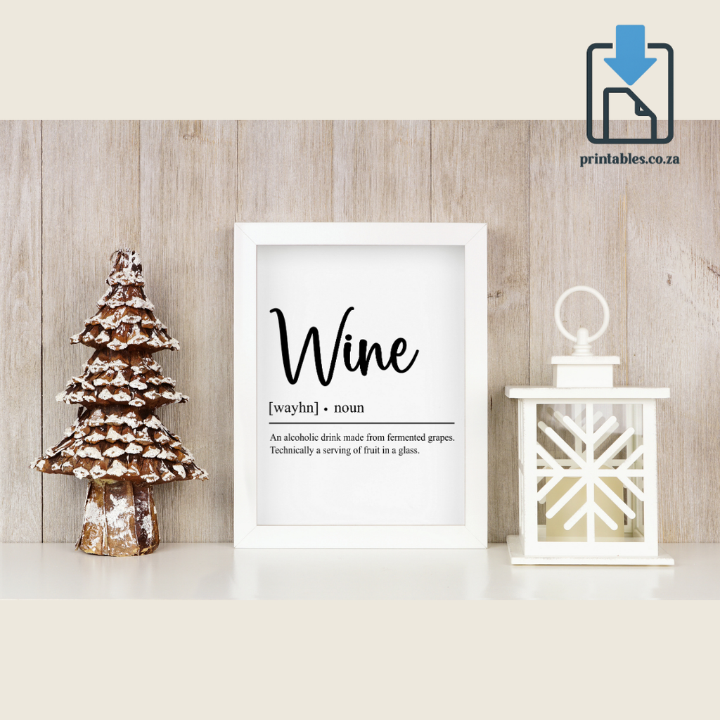Wine Calligraphy Definition Wall Art, Wine Quote Decor, Printable Wall Art Gift for Home, PRINTABLE Wall Art, Digital Download (Copy)
