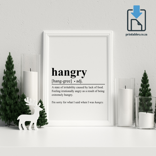 Hangry Definition Wall Art, Quote Decor, Printable Wall Art Gift for Home, PRINTABLE Wall Art, Digital Download