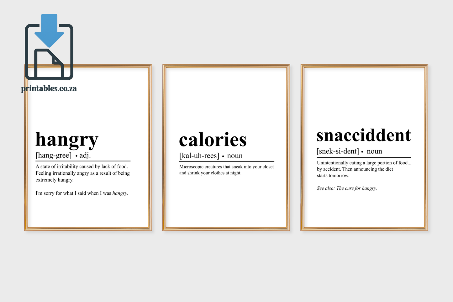 Set of 3 frames for kitchen Definition Wall Art, Quote Decor, Printable Wall Art Gift for Home, PRINTABLE Wall Art, Digital Download