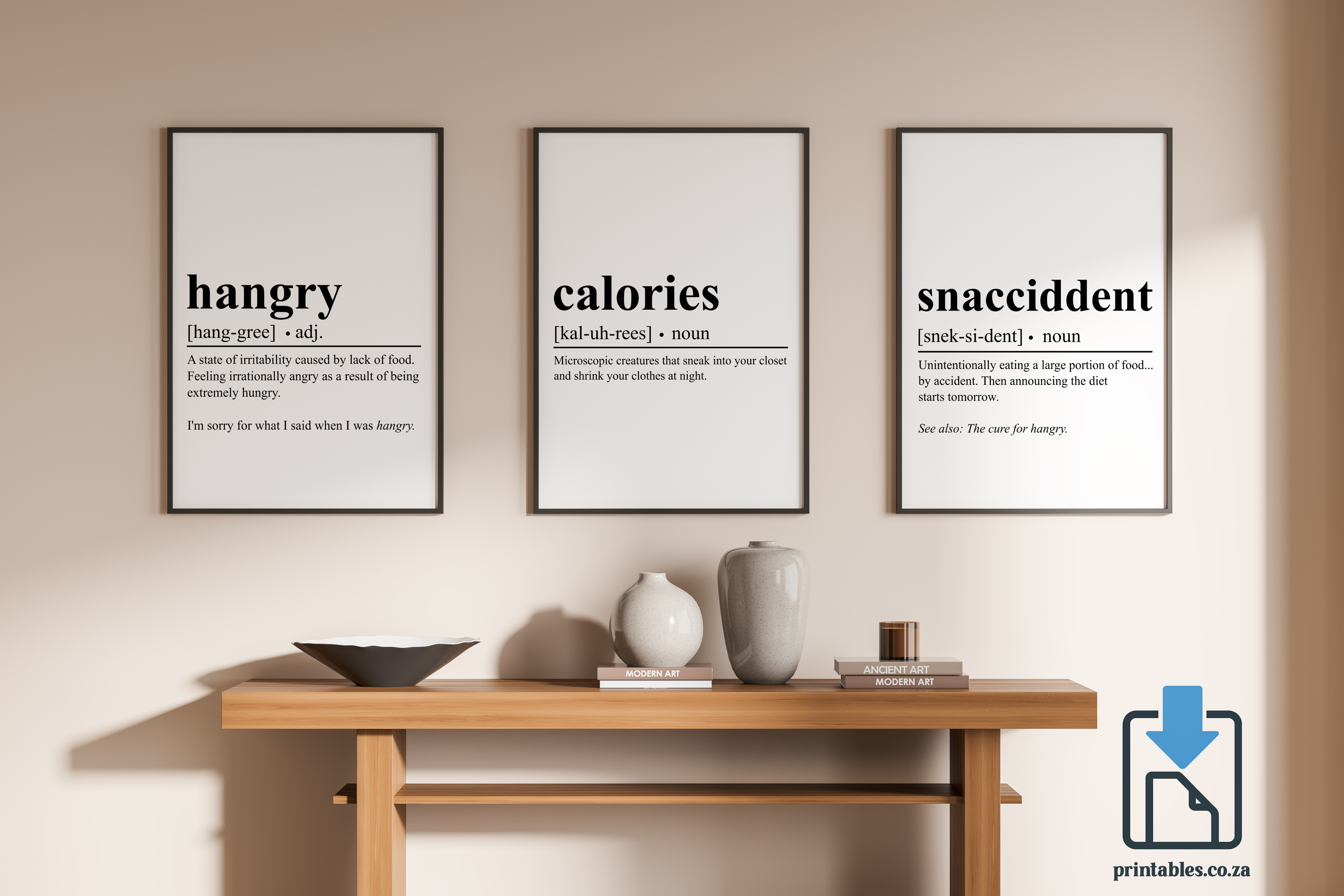 Set of 3 frames for kitchen Definition Wall Art, Quote Decor, Printable Wall Art Gift for Home, PRINTABLE Wall Art, Digital Download