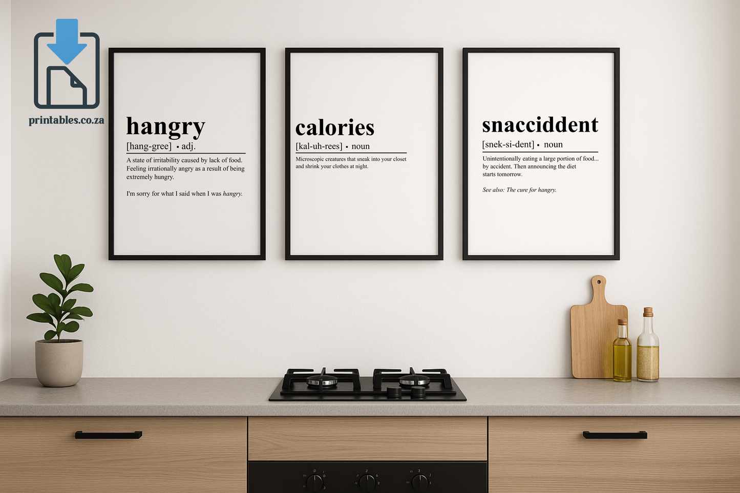 Set of 3 frames for kitchen Definition Wall Art, Quote Decor, Printable Wall Art Gift for Home, PRINTABLE Wall Art, Digital Download