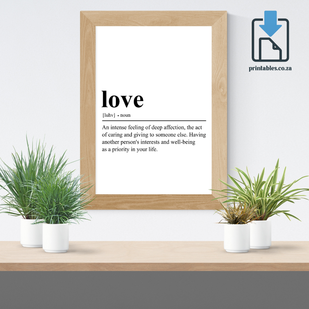 Love Definition Wall Art, Quote Decor, Printable Wall Art Gift for Home, PRINTABLE Wall Art, Digital Download