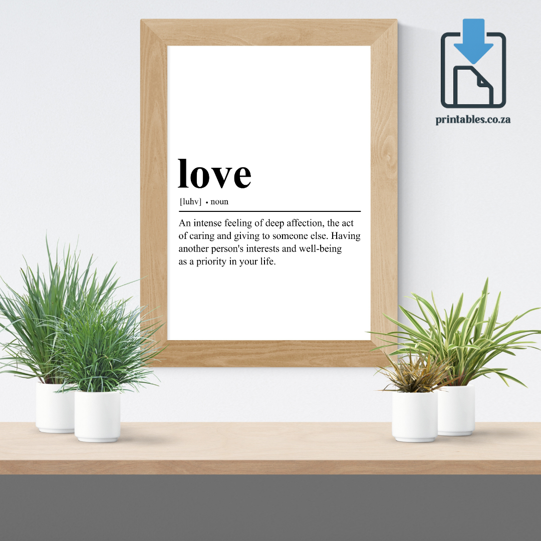 Love Definition Wall Art, Quote Decor, Printable Wall Art Gift for Home, PRINTABLE Wall Art, Digital Download