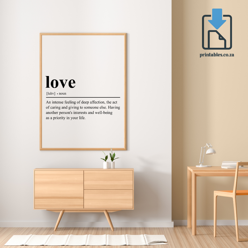 Love Definition Wall Art, Quote Decor, Printable Wall Art Gift for Home, PRINTABLE Wall Art, Digital Download