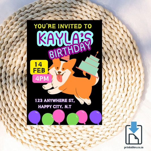 Puppy Dog Invitation – Cute Animal Kids Birthday Printable