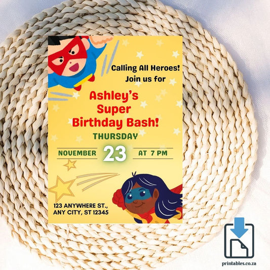 Superhero Birthday Invitation
