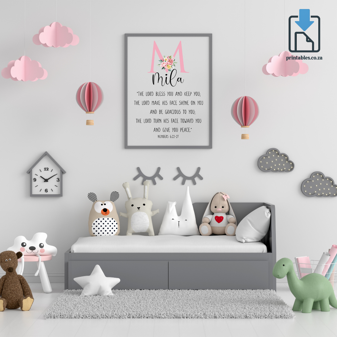 The Lord Bless You – Personalized Kids Room Printable (Girls Edition)