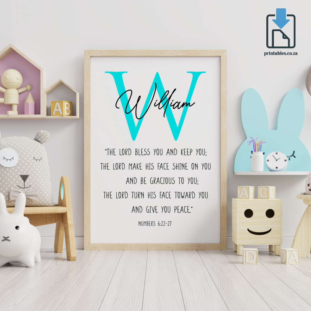 The Lord Bless You – Personalized Kids Room Printable (Boys Edition)