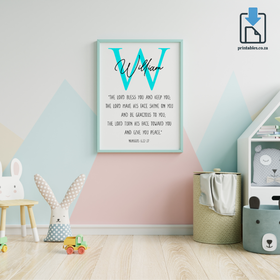 The Lord Bless You – Personalized Kids Room Printable (Boys Edition)