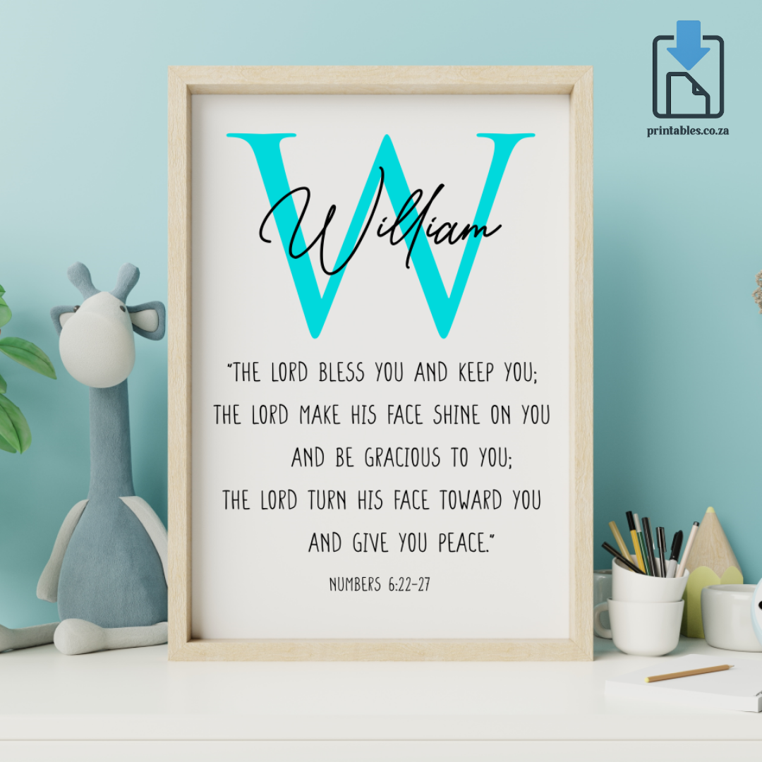 The Lord Bless You – Personalized Kids Room Printable (Boys Edition)