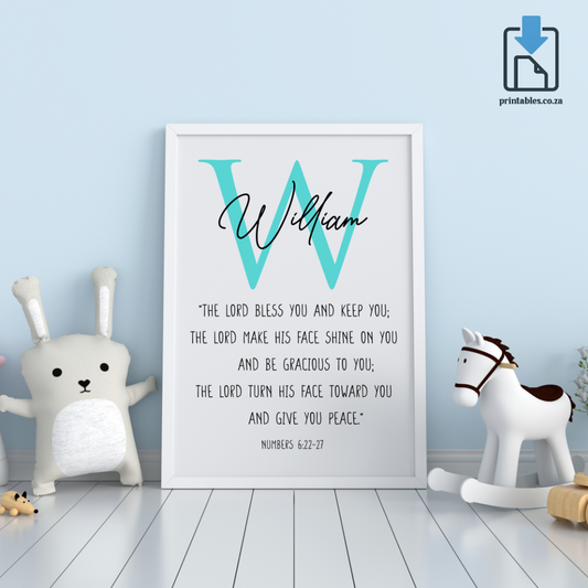 The Lord Bless You – Personalized Kids Room Printable (Boys Edition)