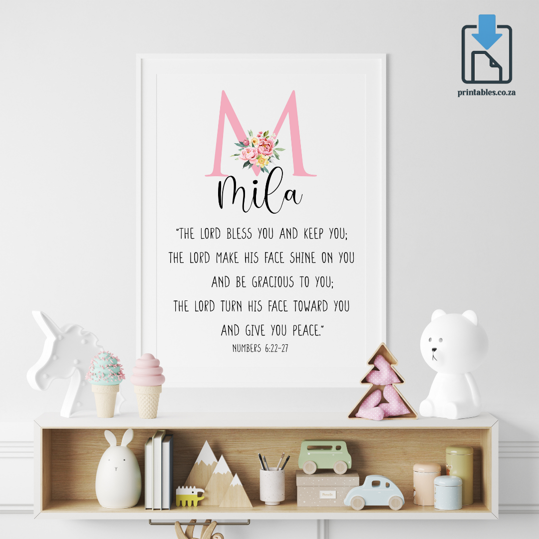 The Lord Bless You – Personalized Kids Room Printable (Girls Edition)