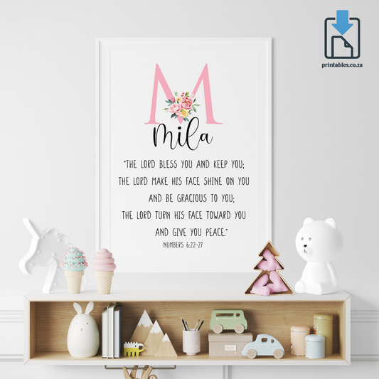 The Lord Bless You – Personalized Kids Room Printable (Girls Edition)