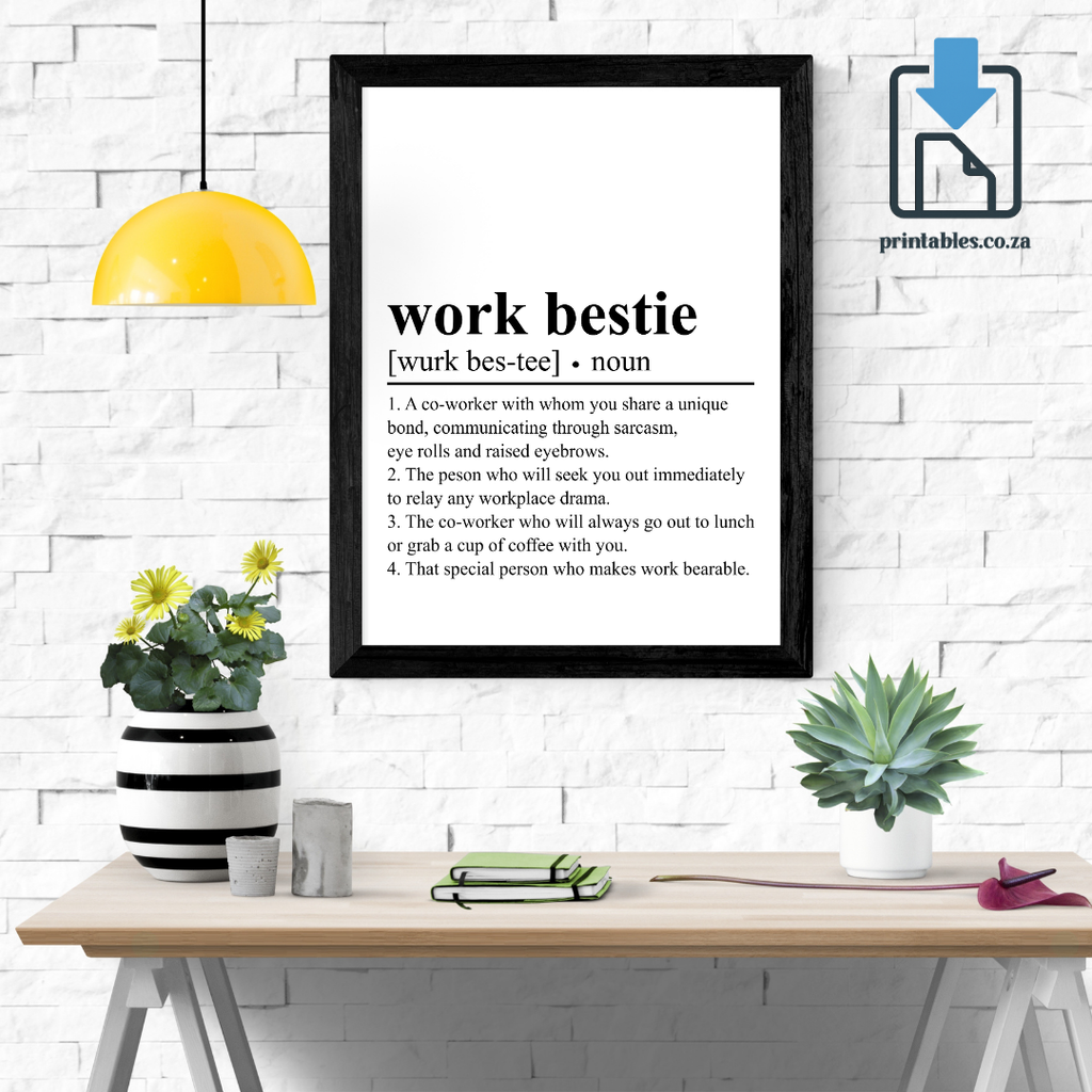 Work Bestie Definition Wall Art, Quote Decor, Printable Wall Art Gift for Home, PRINTABLE Wall Art, Digital Download