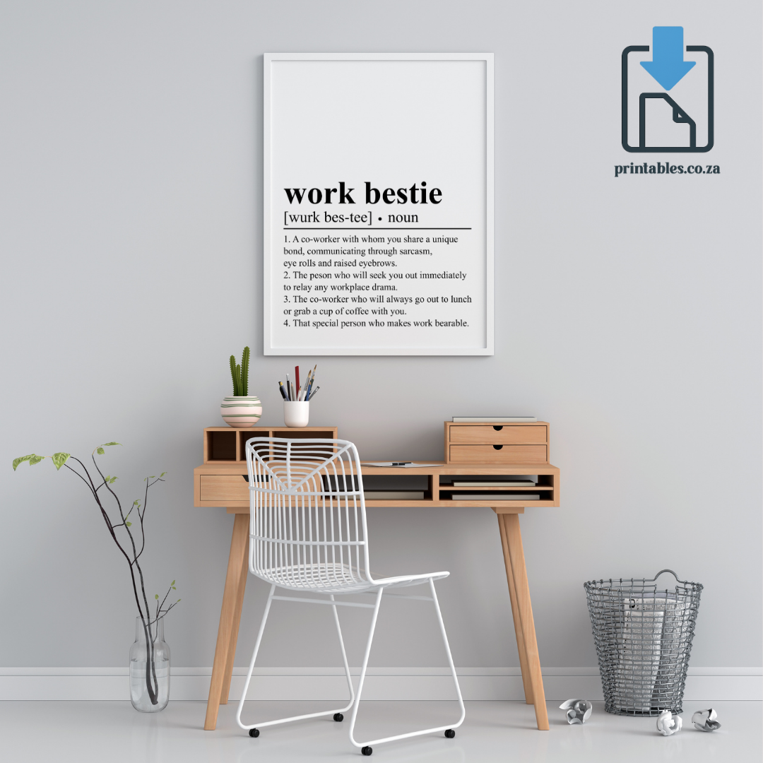 Work Bestie Definition Wall Art, Quote Decor, Printable Wall Art Gift for Home, PRINTABLE Wall Art, Digital Download