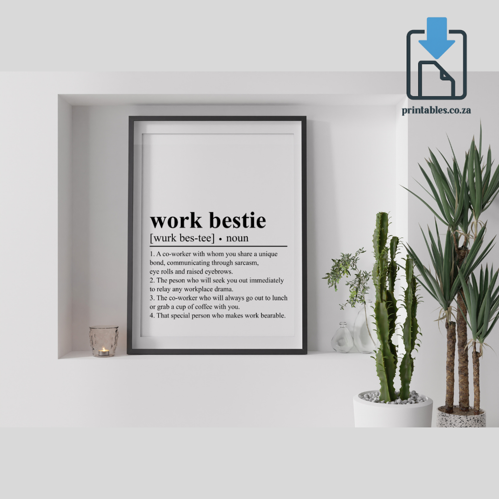 Work Bestie Definition Wall Art, Quote Decor, Printable Wall Art Gift for Home, PRINTABLE Wall Art, Digital Download