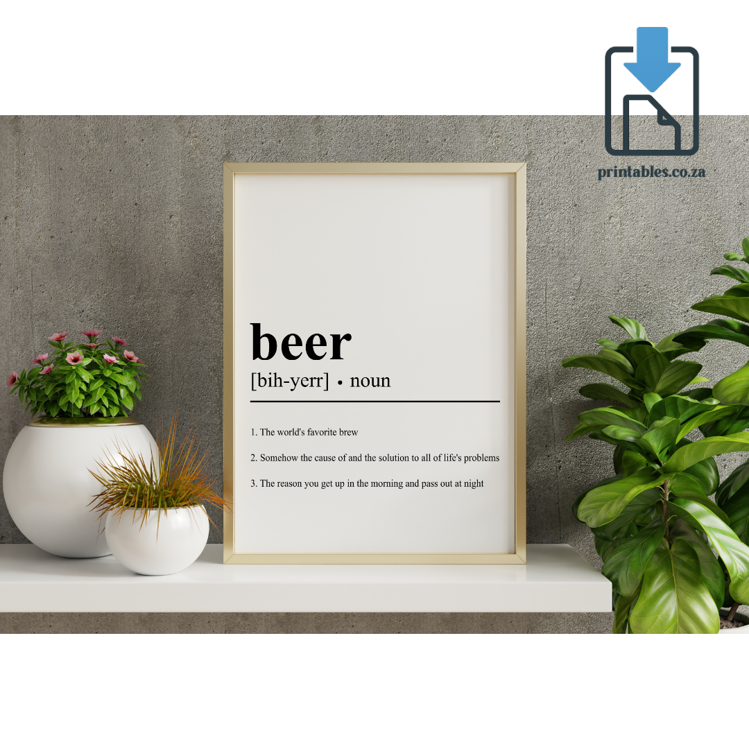 Beer Definition Wall Art, Beer Quote Decor, Printable Wall Art Gift for Home, PRINTABLE Wall Art, Digital Download