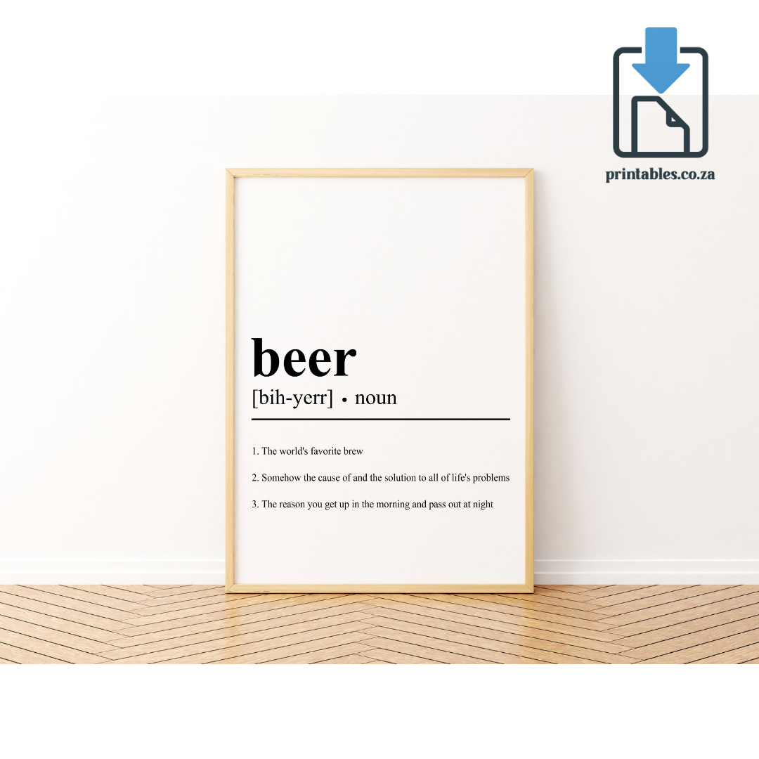 Beer Definition Wall Art, Beer Quote Decor, Printable Wall Art Gift for Home, PRINTABLE Wall Art, Digital Download