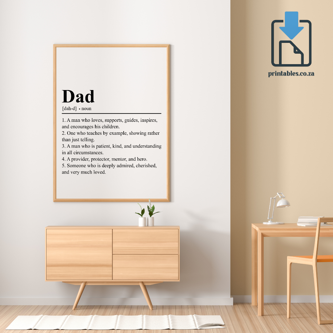 Dad Definition Wall Art, Dad Quote Decor, Printable Wall Art Gift for Home, PRINTABLE Wall Art, Digital Download