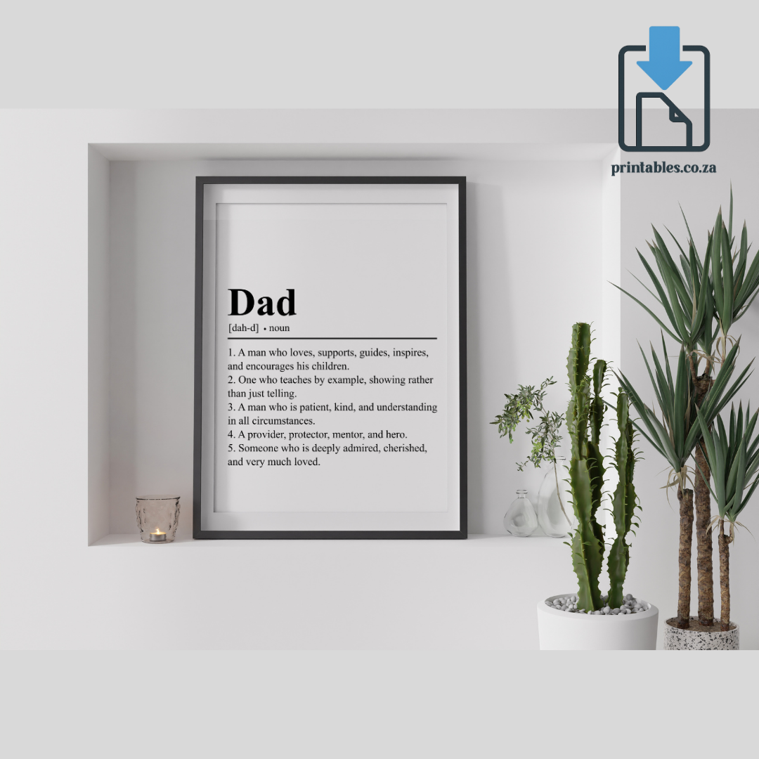 Dad Definition Wall Art, Dad Quote Decor, Printable Wall Art Gift for Home, PRINTABLE Wall Art, Digital Download